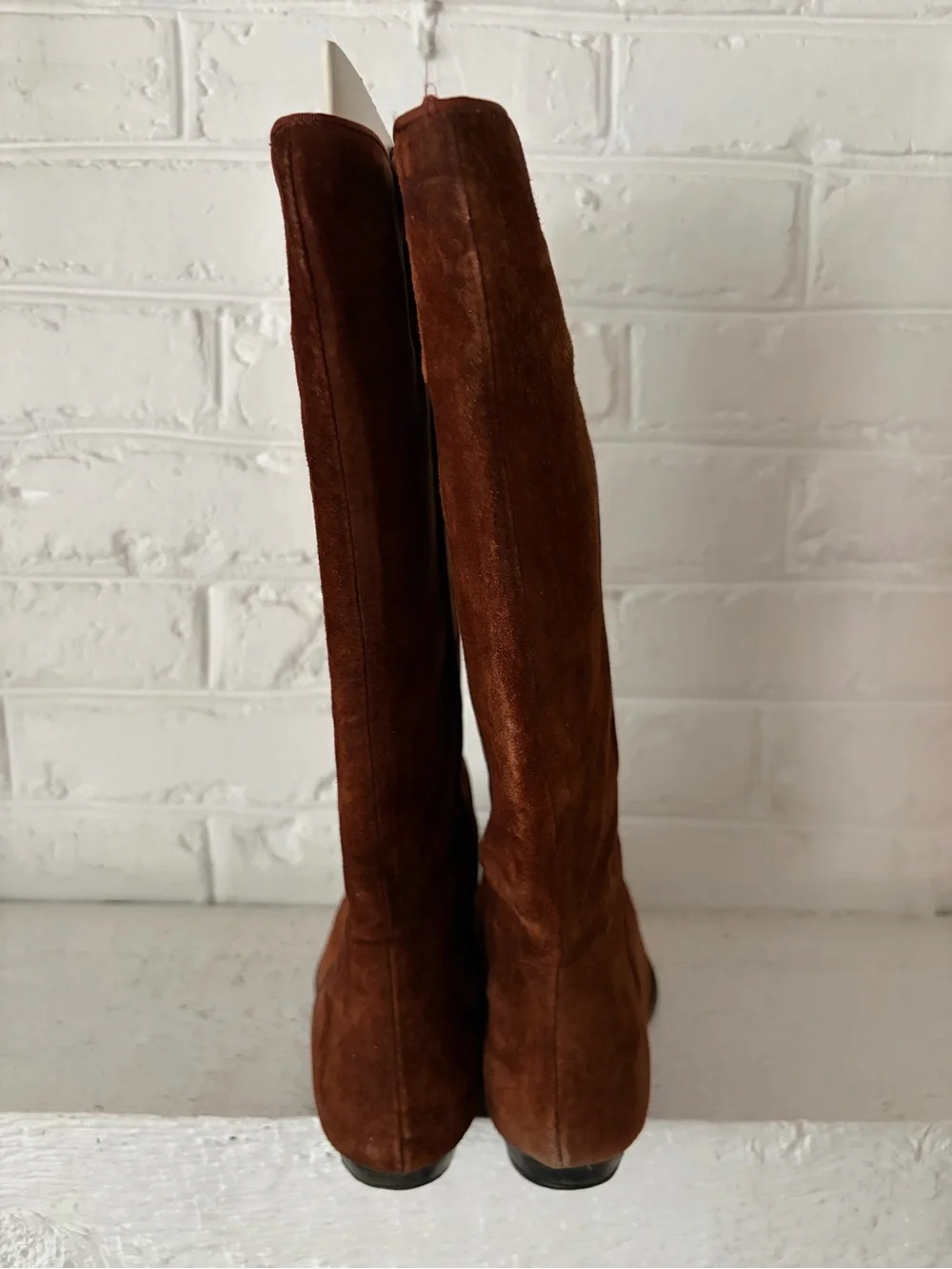 Changes Women's Brown Suede Knee High Wedge Pull On Pointed Toe Boots 8.5M